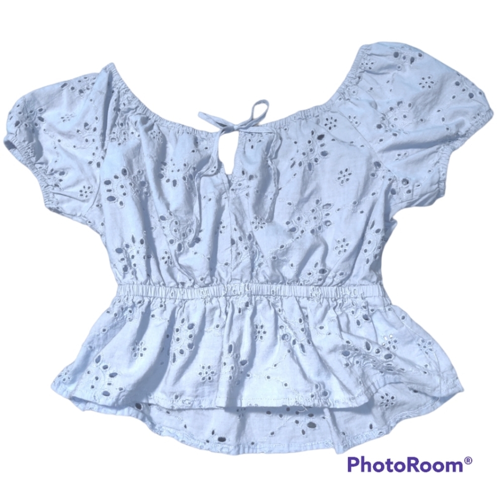 2 for 10$ Baby Blue Love Tree Eyelet Top